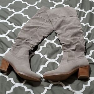Gray thigh high boots size 9